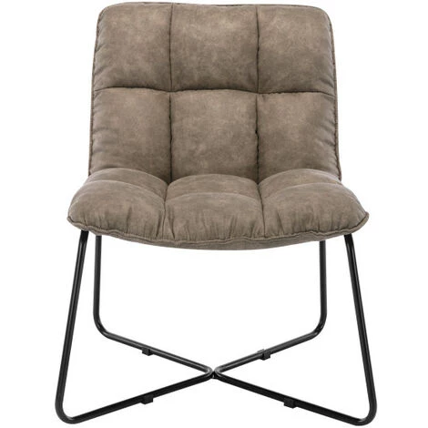 MOLOO MOLTO - Fauteuil Vintage Marron Clair Pieds Métal Noir - Marron 7 MOLOO MOLTO - Fauteuil Vintage Marron Clair Pieds Métal Noir - Marron – Image 5