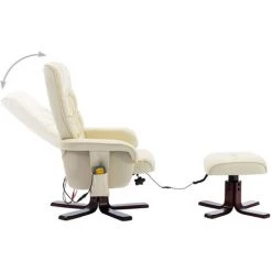 YOUTHUP Fauteuil De Massage Inclinable Et Repose-pied Crème Similicuir - Crème 10 YOUTHUP Fauteuil De Massage Inclinable Et Repose-pied Crème Similicuir - Crème -Pas Cher Fauteuil Magasin 52055077 4