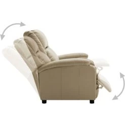 YOUTHUP Fauteuil Inclinable Cappuccino Similicuir - Brun -Pas Cher Fauteuil Magasin 52055104 3