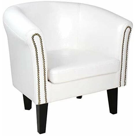 NOVA Fauteuil Chesterfield Et Repose-pieds Salon Rembourré Séjour En Imitation Cuir Couleur : BLANCHE 4 NOVA Fauteuil Chesterfield Et Repose-pieds Salon Rembourré Séjour En Imitation Cuir Couleur : BLANCHE – Image 2