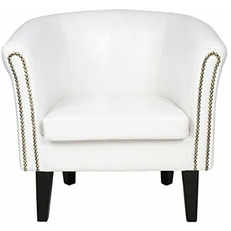 NOVA Fauteuil Chesterfield Et Repose-pieds Salon Rembourré Séjour En Imitation Cuir Couleur : BLANCHE 5 NOVA Fauteuil Chesterfield Et Repose-pieds Salon Rembourré Séjour En Imitation Cuir Couleur : BLANCHE – Image 3