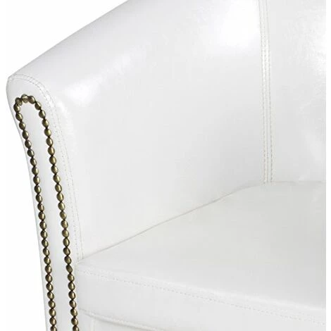 NOVA Fauteuil Chesterfield Et Repose-pieds Salon Rembourré Séjour En Imitation Cuir Couleur : BLANCHE 7 NOVA Fauteuil Chesterfield Et Repose-pieds Salon Rembourré Séjour En Imitation Cuir Couleur : BLANCHE – Image 5