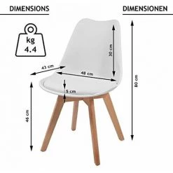 NOVA Définir 4 Chaises De Design Scandinaves De La Cuisine Ou La Salle à Manger Pieds En Bois De Hêtre Couleur : Blanche -Pas Cher Fauteuil Magasin 52056358 4