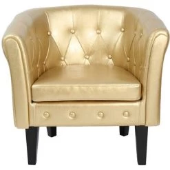 NOVA Fauteuil Chesterfield Avec Repose-pieds Rembourré En Cuir Imitation Avec Repose-pieds Couleur : OR -Pas Cher Fauteuil Magasin 52056546 4