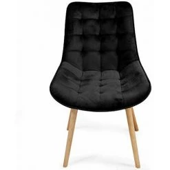 NOVA Définir 2 Chaises De Style Scandinave Contre Le Velours Matelassé Et Les Jambes En Bois Couleur : Noir -Pas Cher Fauteuil Magasin 52056662 3