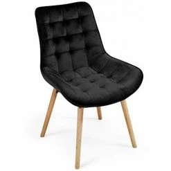 NOVA Définir 2 Chaises De Style Scandinave Contre Le Velours Matelassé Et Les Jambes En Bois Couleur : Noir -Pas Cher Fauteuil Magasin 52056662 5