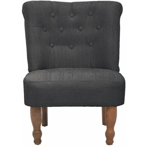 Topdeal Chaise En Style Français Gris Tissu 5 Topdeal Chaise En Style Français Gris Tissu – Image 3