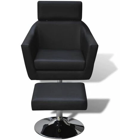 Topdeal Fauteuil TV Noir Similicuir 4 Topdeal Fauteuil TV Noir Similicuir – Image 2