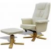 Topdeal Fauteuil Avec Repose-pied Blanc Crème Similicuir -Pas Cher Fauteuil Magasin 52083832 1