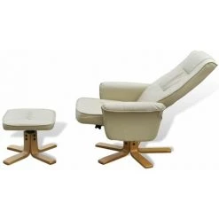 Topdeal Fauteuil Avec Repose-pied Blanc Crème Similicuir 9 Topdeal Fauteuil Avec Repose-pied Blanc Crème Similicuir -Pas Cher Fauteuil Magasin 52083832 3