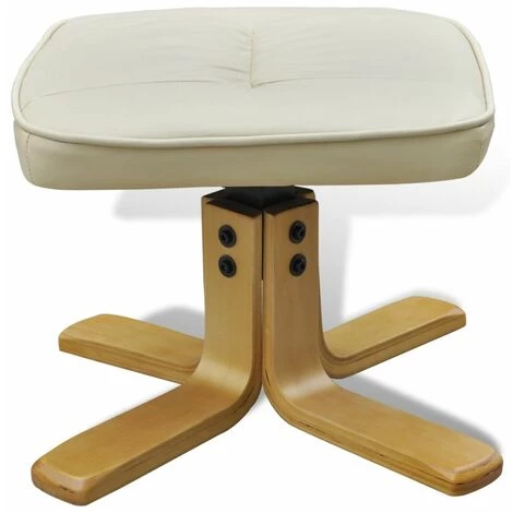 Topdeal Fauteuil Avec Repose-pied Blanc Crème Similicuir 7 Topdeal Fauteuil Avec Repose-pied Blanc Crème Similicuir – Image 5