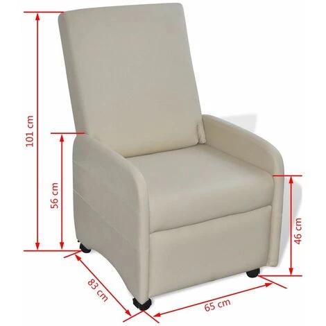 Topdeal Fauteuil Pliable Crème Similicuir 7 Topdeal Fauteuil Pliable Crème Similicuir – Image 5