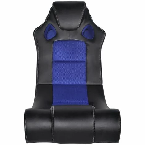 Topdeal Fauteuil à Bascule à Enceinte Noir Et Bleu Similicuir 4 Topdeal Fauteuil à Bascule à Enceinte Noir Et Bleu Similicuir – Image 2