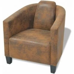 Topdeal Fauteuil Marron Tissu