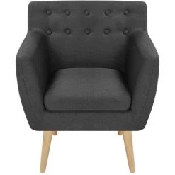 Topdeal Fauteuil Gris Foncé Tissu -Pas Cher Fauteuil Magasin 52084755 3