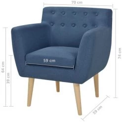 Topdeal Fauteuil Bleu Tissu -Pas Cher Fauteuil Magasin 52084757 5