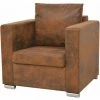 Topdeal Fauteuil Marron Similicuir Daim -Pas Cher Fauteuil Magasin 52084995 1