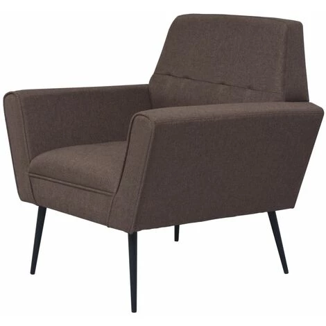 Topdeal Fauteuil Marron Acier Et Tissu 4 Topdeal Fauteuil Marron Acier Et Tissu – Image 2
