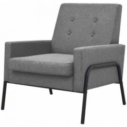 Topdeal Fauteuil Gris Clair Acier Et Tissu