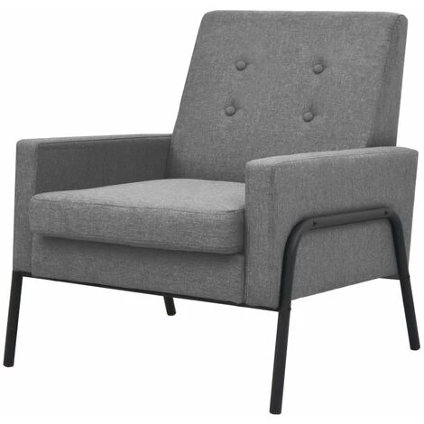Topdeal Fauteuil Gris Clair Acier Et Tissu 3 Topdeal Fauteuil Gris Clair Acier Et Tissu
