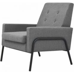 Topdeal Fauteuil Gris Clair Acier Et Tissu 9 Topdeal Fauteuil Gris Clair Acier Et Tissu -Pas Cher Fauteuil Magasin 52085272 3