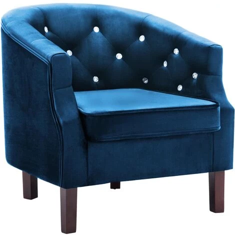 Topdeal Fauteuil Bleu Velours 4 Topdeal Fauteuil Bleu Velours – Image 2