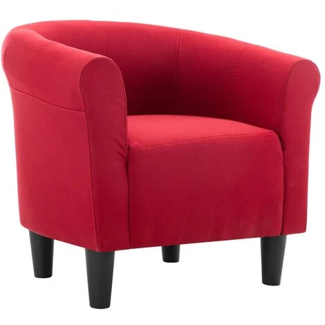 Topdeal Fauteuil Et Tabouret Rouge Bordeaux Tissu 7 Topdeal Fauteuil Et Tabouret Rouge Bordeaux Tissu – Image 5