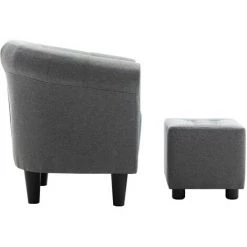 Topdeal Fauteuil Et Tabouret Gris Clair Tissu 10 Topdeal Fauteuil Et Tabouret Gris Clair Tissu -Pas Cher Fauteuil Magasin 52086261 4