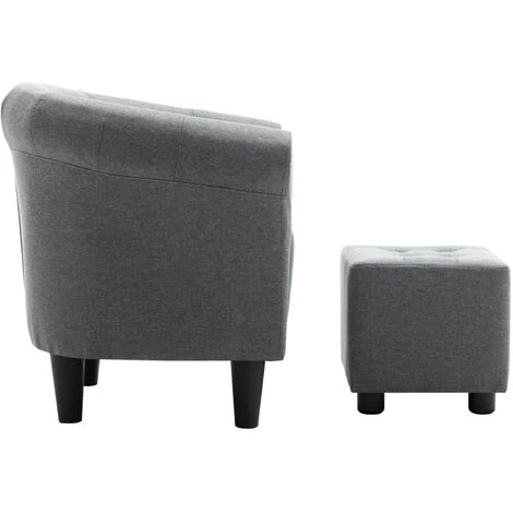 Topdeal Fauteuil Et Tabouret Gris Clair Tissu 6 Topdeal Fauteuil Et Tabouret Gris Clair Tissu – Image 4