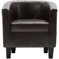 Topdeal Fauteuil Marron Foncé Similicuir -Pas Cher Fauteuil Magasin 52086277 4
