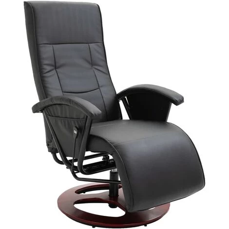 Topdeal Fauteuil TV Pivotant Noir Similicuir 4 Topdeal Fauteuil TV Pivotant Noir Similicuir – Image 2