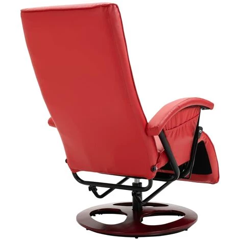 Topdeal Fauteuil TV Pivotant Rouge Similicuir 7 Topdeal Fauteuil TV Pivotant Rouge Similicuir – Image 5