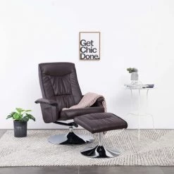Topdeal Fauteuil Inclinable Avec Repose-pied Marron Similicuir