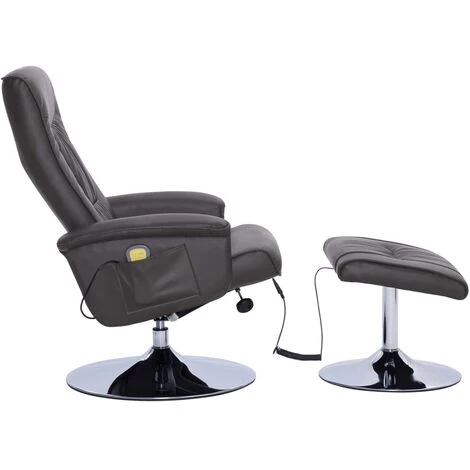 Topdeal Fauteuil De Massage Avec Repose-pied Gris Similicuir 6 Topdeal Fauteuil De Massage Avec Repose-pied Gris Similicuir – Image 4