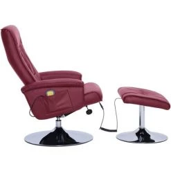 Topdeal Fauteuil De Massage Avec Repose-pied Rouge Bordeaux Similicuir -Pas Cher Fauteuil Magasin 52086394 4