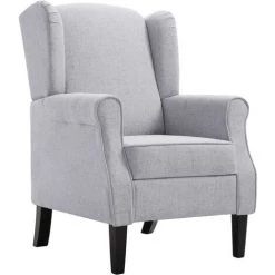 Topdeal Fauteuil Gris Clair Tissu -Pas Cher Fauteuil Magasin 52086401 3