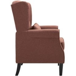 Topdeal Fauteuil Marron Tissu -Pas Cher Fauteuil Magasin 52086407 5