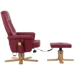 Topdeal Fauteuil De Massage Avec Repose-pieds Rouge Bordeaux Similicuir -Pas Cher Fauteuil Magasin 52086410 4
