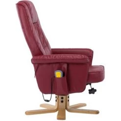Topdeal Fauteuil De Massage Avec Repose-pieds Rouge Bordeaux Similicuir -Pas Cher Fauteuil Magasin 52086410 5