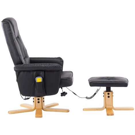 Topdeal Fauteuil De Massage Avec Repose-pieds Noir Similicuir 6 Topdeal Fauteuil De Massage Avec Repose-pieds Noir Similicuir – Image 4
