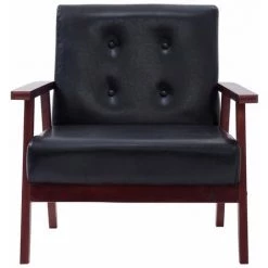 Topdeal Fauteuil Noir Similicuir -Pas Cher Fauteuil Magasin 52086427 3