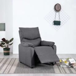 Topdeal Fauteuil TV Gris Foncé Tissu -Pas Cher Fauteuil Magasin 52086453 4