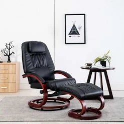 Topdeal Fauteuil Inclinable Avec Repose-pied Noir Similicuir