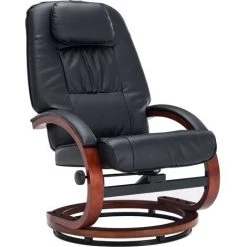 Topdeal Fauteuil Inclinable Avec Repose-pied Noir Similicuir -Pas Cher Fauteuil Magasin 52086455 4