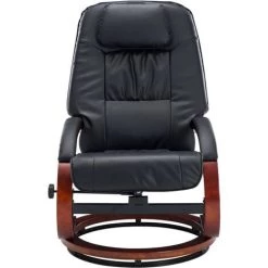 Topdeal Fauteuil Inclinable Avec Repose-pied Noir Similicuir -Pas Cher Fauteuil Magasin 52086455 5