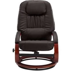 Topdeal Fauteuil Inclinable Avec Repose-pied Marron Similicuir -Pas Cher Fauteuil Magasin 52086456 5