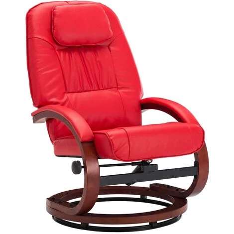 Topdeal Fauteuil Inclinable Avec Repose-pied Rouge Similicuir 6 Topdeal Fauteuil Inclinable Avec Repose-pied Rouge Similicuir – Image 4