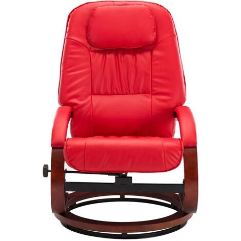 Topdeal Fauteuil Inclinable Avec Repose-pied Rouge Similicuir 7 Topdeal Fauteuil Inclinable Avec Repose-pied Rouge Similicuir – Image 5