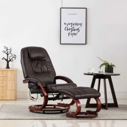 Topdeal Fauteuil De Massage Avec Repose-pied Marron Similicuir