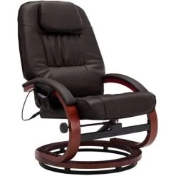 Topdeal Fauteuil De Massage Avec Repose-pied Marron Similicuir -Pas Cher Fauteuil Magasin 52086462 4
